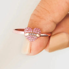 MOM Heart Shape 925 Sterling Silver Engraved Ring Rings