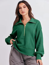 Half Zip Up Collared Sweatshirts Woman Sweatshirts