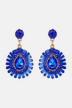 Teardrop Shape Glass Stone Dangle Earrings Royal Blue One Size Earrings