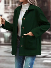 Pocketed Collared Neck Button Up Jacket Woman Outerwear