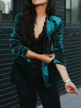 Button Up Lapel Collar Blazer Woman Outerwear