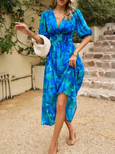 Printed Puff Sleeve Midi Dress Casual Dresses