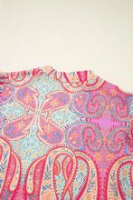 Tribal Paisley Print Ruffled Sleeve Notch Neck Midi Dress Casual Dresses