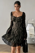 Lace Sweetheart Neck Flare Sleeve Mini Dress Woman Casual Dress