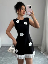 Flower Round Neck Sleeveless Dress Casual Dresses