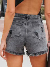 Distressed Fringe Denim Shorts with Pockets Denim Shorts