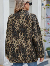 Leopard Button Up Drop Shoulder Denim Jacket Woman Outerwear