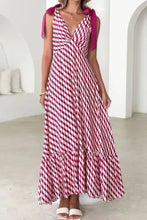 Printed V-Neck Tie Shoulder Midi Cami Dress Casual Dresses