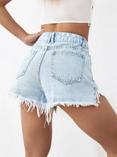 Distressed Raw Hem Denim Shorts Denim Shorts