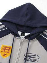 Men's Contrast Drawstring Zip-Up Hoodie Mens Tops