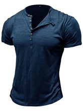 Men's Casual Henley Short Sleeve Button Top Mens Tops