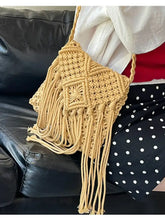 Fringe Woven Crossbody Bag Tan One Size Shoulder Bags