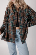 Plaid Button Up Long Sleeve Jacket Woman Outerwear