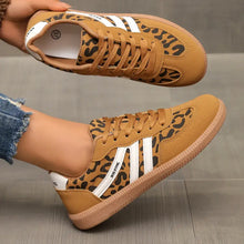 Leopard Round Toe Lace Up Sneakers Leopard Woman Sneakers