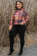 Plus Size Plaid Cowl Neck Long Sleeve Sweatshirt Woman Sweatshirts