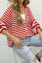 Angel Wings Striped Button Up Long Sleeve Cardigan Woman Outerwear