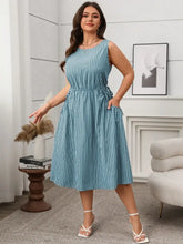 Plus Size Striped Round Neck Sleeveless Dress Woman Casual Dress