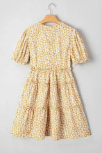 Floral Short Sleeve Surplice Frilly Tiered Mini Dress Casual Dresses