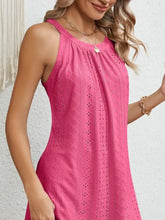 Eyelet Round Neck Sleeveless Dress Casual Dresses