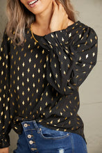 Perfee Printed Round Neck Flounce Sleeve Blouse Woman Blouses