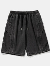 Men's Plus Size Drawstring Denim Shorts with Stitching Detail Denim Shorts