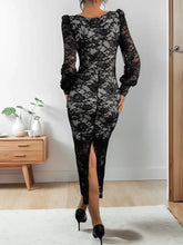 Perfee Lace Sweetheart Neck Long Sleeve Midi Dress Cocktail Dress