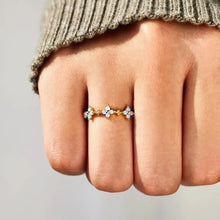 925 Sterling Silver Inlaid Zircon Flower Ring Rings