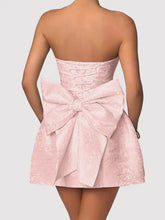 Lace-Up Sleeveless Satin Mini Dress with Bow Cocktail Dress