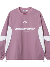 Men's Color Block Letter Round Neck Sweatshirt Cherry Blossom Pink Mens Tops