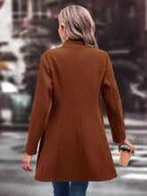 Collared Neck Long Sleeve Longline Coat Woman Outerwear