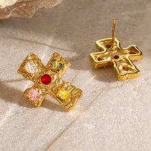 18K Gold-Plated Zircon Cross Earrings Earrings