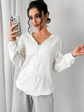 Texture Zip Up Hooded Jacket Woman Outerwear