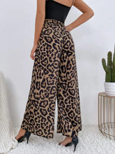 Printed Elastic Waist Wide Leg Pants Woman Pants