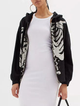 Skeleton Zip Up Drawstring Hoodie Woman Sweatshirts