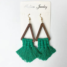 Tassel Detail Geometric Earrings Dark Green One Size Earrings