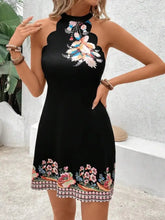 Floral Halter Neck Mini Dress Woman Casual Dress