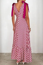 Printed V-Neck Tie Shoulder Midi Cami Dress Casual Dresses