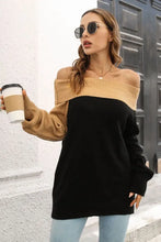 Ribbed Off-Shoulder Lantern Sleeve Pullover Sweater Sweater Pullovers