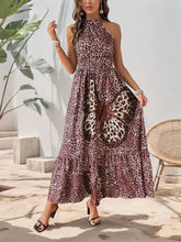 Butterfly Leopard Grecian Neck Maxi Dress Leopard Woman Maxi Dress