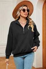 Half Zip Dropped Shoulder Sweatshirt Woman Sweatshirts