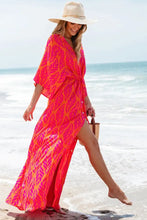 Drawstring Printed V-Neck Maxi Dress Woman Maxi Dress