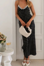 Polka Dot Square Neck Midi Cami Dress Black Casual Dresses