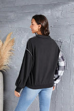 Plaid Exposed Seam Long Sleeve Blouse Woman Blouses