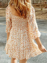 Smocked Floral Square Neck Dress Woman Casual Dress