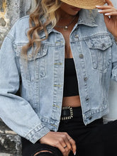 Button Up Denim Jacket with Chest Pockets Woman Outerwear