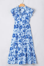 Floral Print Tiered Frilled Trim Flutter Sleeve Dress Woman Casual Dress