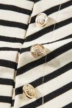 Decorative Button Striped Long Sleeve Sweatshirt Woman Sweatshirts