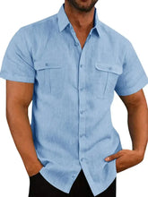 Men's Plus Size Collared Neck Short Sleeve Shirt Light Blue Mens Tops