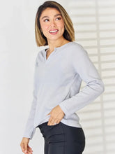 Notched Long Sleeve T-Shirt Woman T Shirts