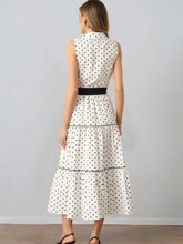 Polka Dot Sleeveless Midi Shirt Dress Casual Dresses
